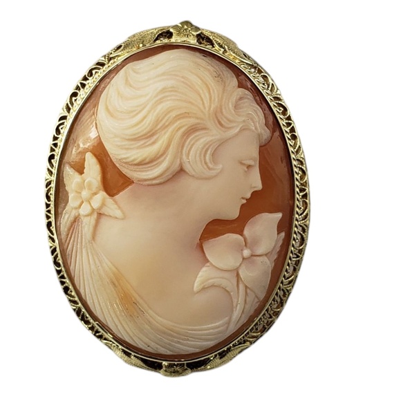 14 Karat Yellow Gold Cameo Brooch/Pendant #20879 - Picture 1 of 6